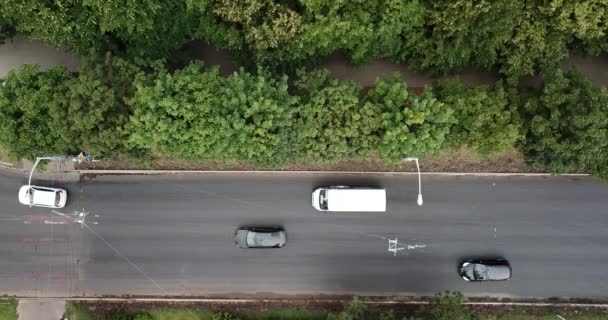 Aerial Drone Flight Ver Imágenes Del Atasco Tráfico Ciudad Autopista — Vídeo de stock