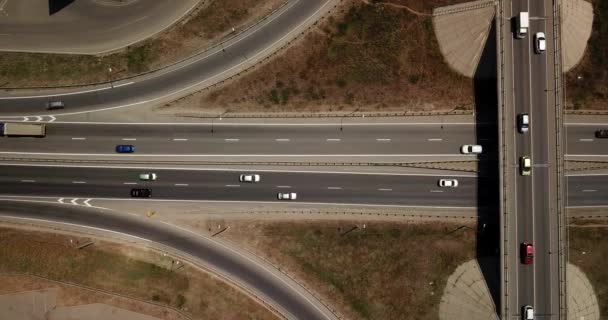 Imagens Aéreas Verão Junção Transporte Tráfego Cruzar Estrada Vista Dia — Vídeo de Stock