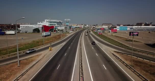 Imagens Aéreas Verão Junção Transporte Tráfego Cruzar Estrada Vista Dia — Vídeo de Stock