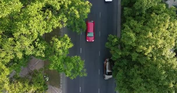 Drone Aéreo Voo Cima Para Baixo Vista Rodovia Movimentada Cidade — Vídeo de Stock