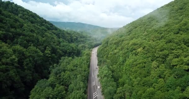 Εναέρια Στοκ Πλάνα Αυτοκίνητο Οδήγηση Κατά Μήκος Της Ελικοειδούς Ορεινού — Αρχείο Βίντεο