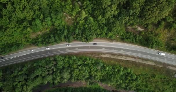 Imagens Estoque Aéreo Carro Dirigindo Longo Estrada Passagem Montanha Sinuosa — Vídeo de Stock