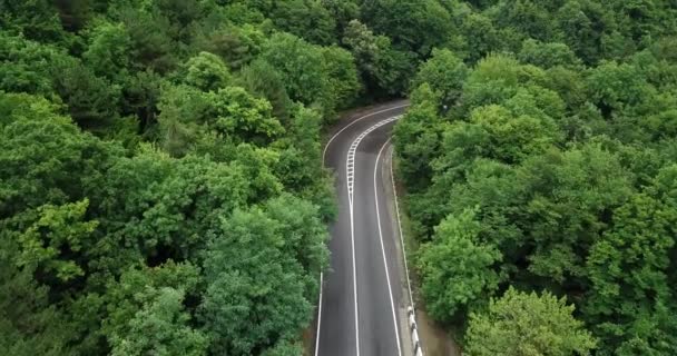 Imágenes Material Aéreo Coches Conduciendo Largo Sinuosa Carretera Paso Montaña — Vídeos de Stock