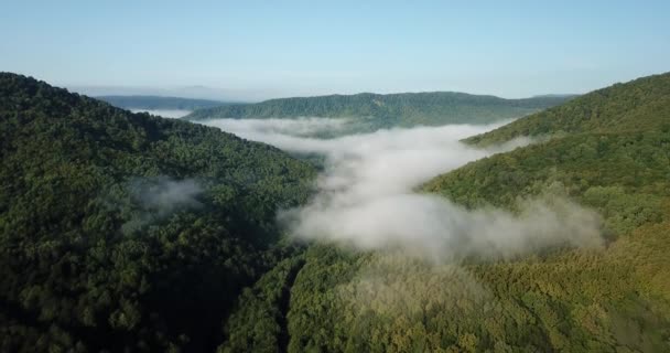 Epische Luchtfoto Vlucht Door Berg Wolken Beautiful Morning Sunrise Pieken — Stockvideo