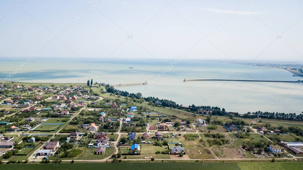 Krasnodar / Russia: Aerial shot of private sector near the Krasnodar reservoir