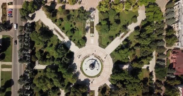 Antenne Direct Boven Uitzicht Park Gebied Buurt Van Monument Voor — Stockvideo