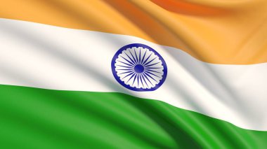 Hindistan bayrağı. Dağlık mufassal kumaş doku el salladı.