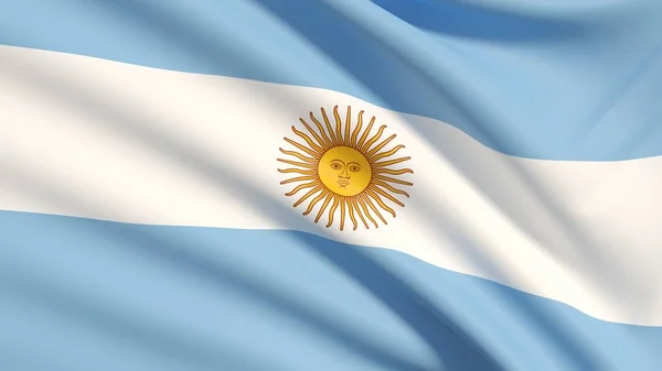 Bandeira Argentina Ondulado Textura Tecido Altamente Detalhado — Fotografia de Stock