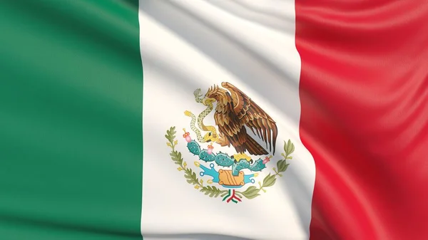 Σημαία Του Μεξικού Κυμάτιζαν Ιδιαίτερα Λεπτομερή Ύφασμα Υφή — Φωτογραφία Αρχείου