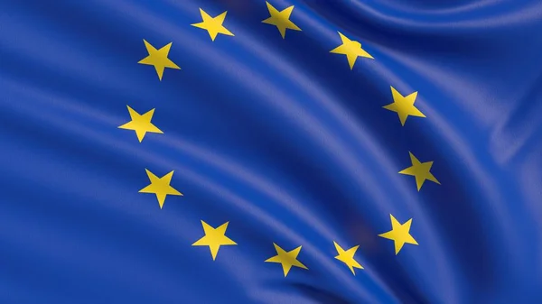 Bandeira Europeia Bandeira Textura Tecido Altamente Detalhada Ondulada — Fotografia de Stock