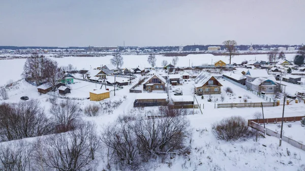 Aerial krajobraz, obszar wielki Ustiug – miasto w obwodzie Vologda, Federacja Rosyjska — Zdjęcie stockowe