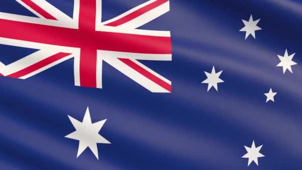 오스트레일리아의 국기입니다. 매우 상세한 패브릭 질감을 흔들었다. — 비디오
