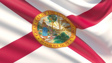 Florida eyaletinde bayrak. ABD Devletleri bayrakları.