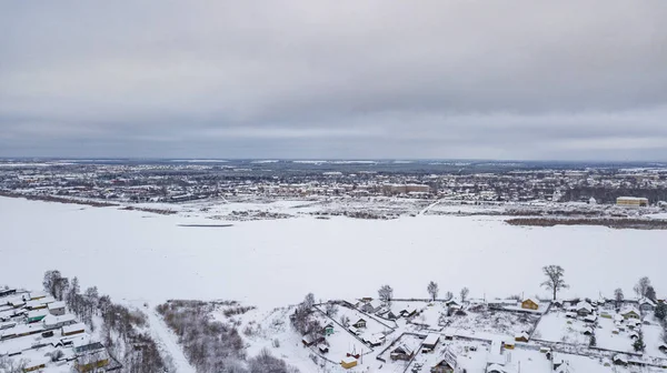 Luftbild, das Gebiet von Veliky Ustyug ist eine Stadt im Gebiet Wologda, Russland — Stockfoto