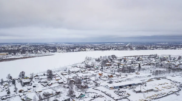 Paesaggio aereo, zona di Veliky Ustyug è una città dell'Oblast 'di Vologda, Russia — Foto Stock