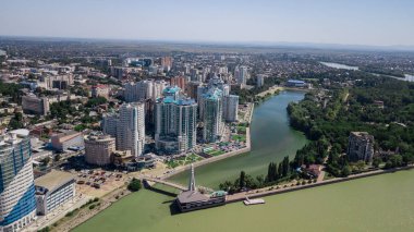 Güney Rusya, Krasnodar Krayı, Krasnodar şehir 2018 yılında havadan görünümü