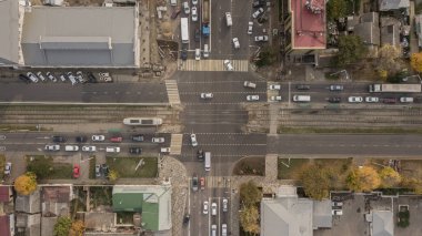 Yukarıdan aşağıya havadan görünümü ulaşım karayolu Üstgeçit