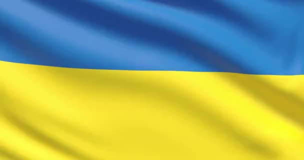 Ukrayna bayrağı. Dağlık mufassal kumaş doku el salladı. — Stok video