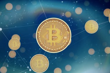 Bitcoin kavramı arka plan. Sanal para biriminin sembolik görüntü.