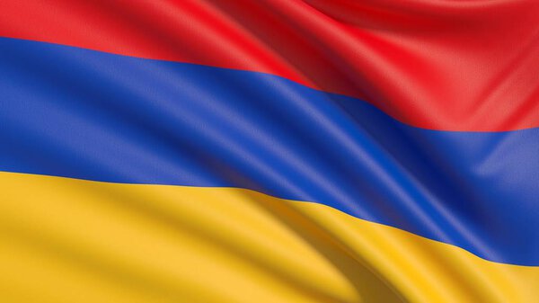 Flag of Armenia. Waved highly detailed fabric texture.