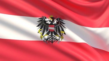 Avusturya bayrağı. Dağlık mufassal kumaş doku el salladı.