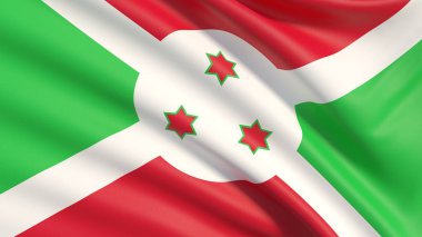 Burundi bayrağı. Dağlık mufassal kumaş doku el salladı.