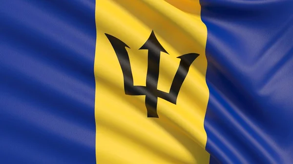 Bandeira de Barbados. Textura de tecido altamente detalhada ondulada . — Fotografia de Stock