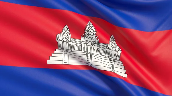 Bandeira do Camboja. Textura de tecido altamente detalhada ondulada . — Fotografia de Stock