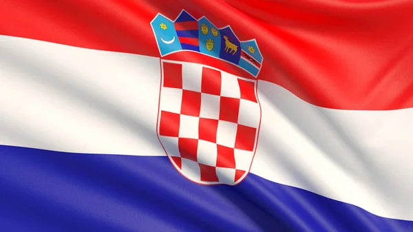 Vlajka Chorvatska. Zamával vysoce detailní textilie textura. — Stock fotografie