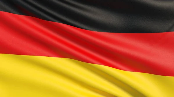 Flagga Tyskland. Vinkade mycket detaljerade tyg textur. — Stockfoto