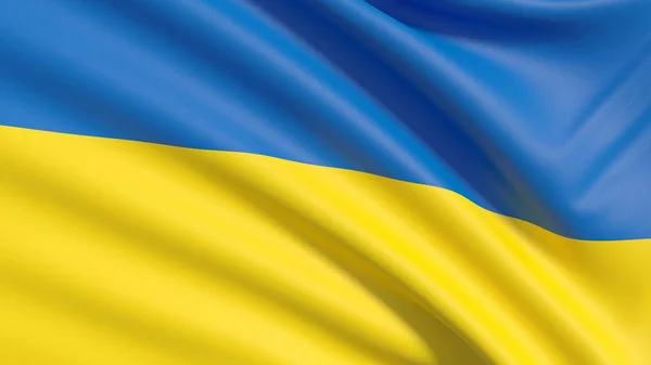 Flagge der Ukraine. gewellte, sehr detaillierte Textur. — Stockfoto