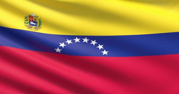 För venezuelansk flagg. Vinkade mycket detaljerade tyg textur. — Stockvideo