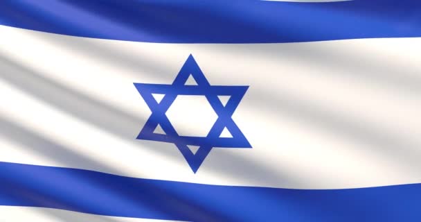 De vlag van Israël. Zeer gedetailleerde stof textuur zwaaide. — Stockvideo