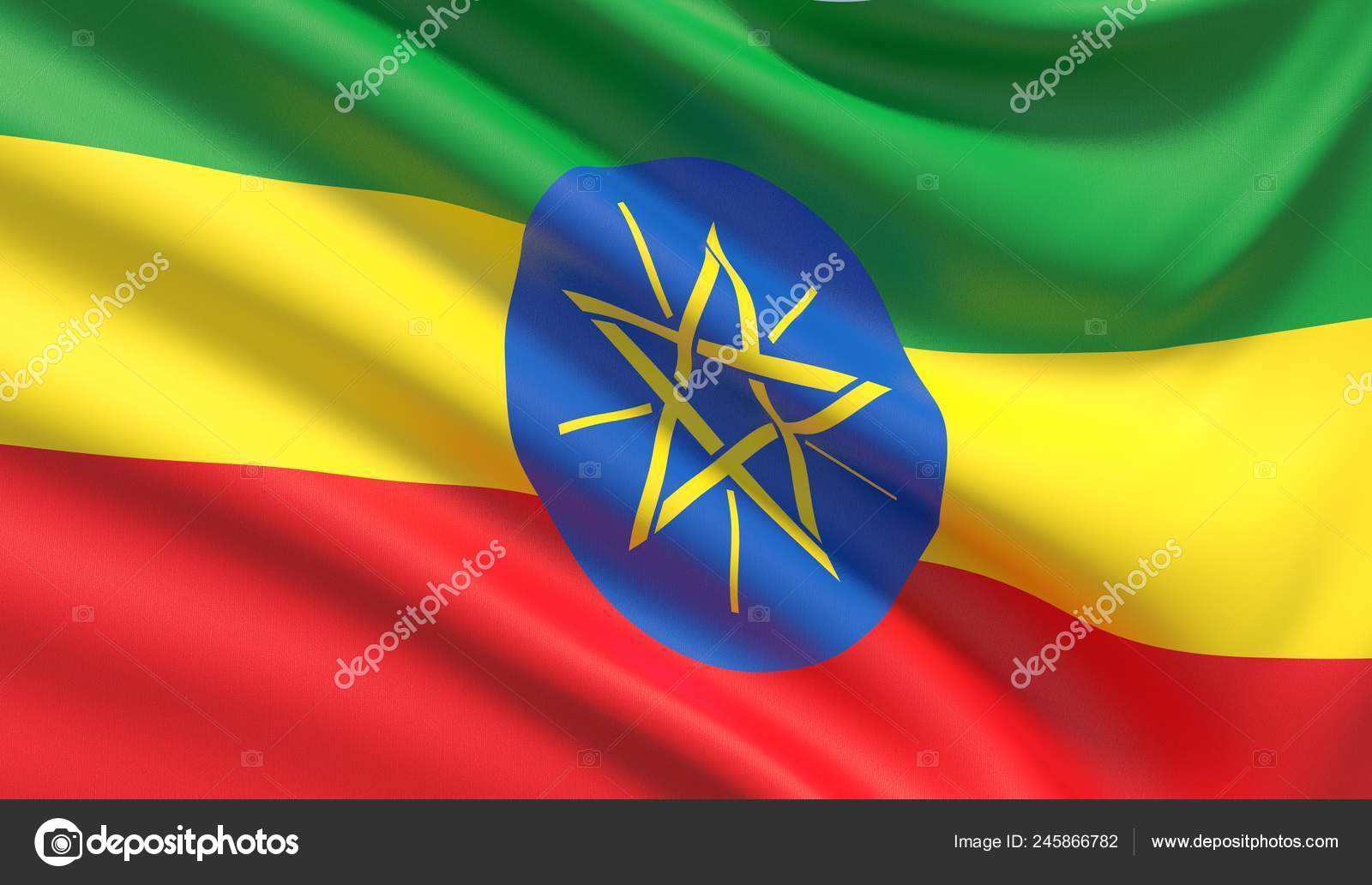 エチオピアの旗 非常に詳細なファブリックのテクスチャを振った ストック写真 C Shok Design