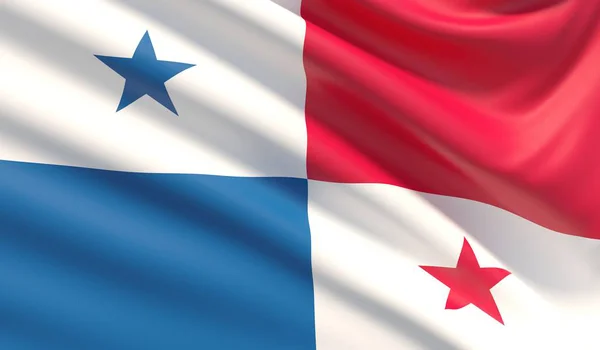 Σημαία του Παναμά. Κυμάτιζαν ιδιαίτερα λεπτομερή ύφασμα υφή. — Φωτογραφία Αρχείου
