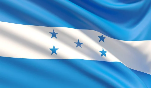 Flag of Honduras. Waved highly detailed fabric texture. — Stock Photo, Image