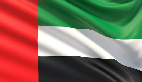 Flagge der Vereinigten Arabischen Emirate. gewellte, sehr detaillierte Textur. — Stockfoto