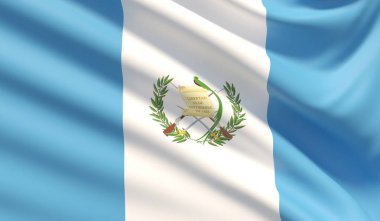 Guatemala bayrağı. Dağlık mufassal kumaş doku el salladı.