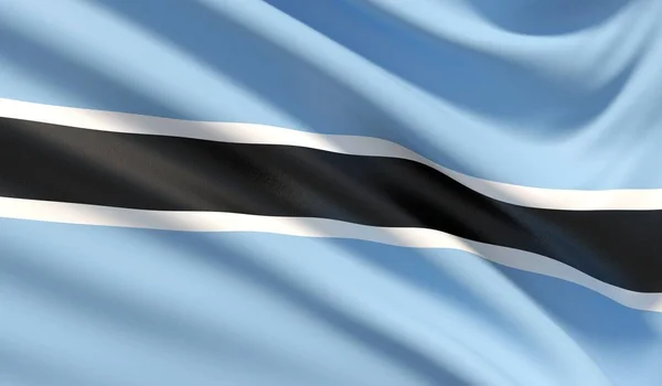 Flag of Botswana. Waved highly detailed fabric texture. — Stock Photo, Image