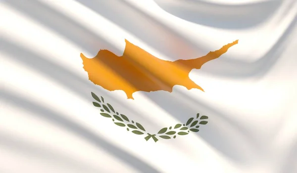Cypern flagga. Vinkade mycket detaljerade tyg textur. 3D illustration. — Stockfoto