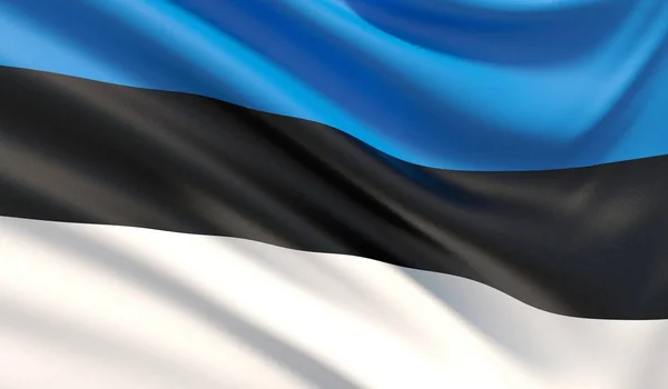 Észtország zászlaja. Intett a rendkívül részletes szövet szerkezete. 3D-s illusztráció. — Stock Fotó