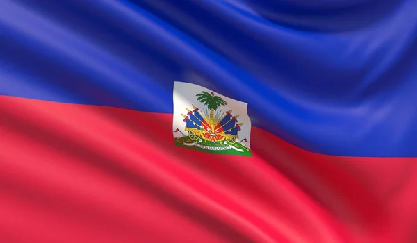 Flag of Haiti. Waved highly detailed fabric texture. 3D illustration. — Stock Photo, Image