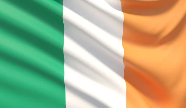 Vlag van Ierland. Zwaaide zeer gedetailleerde stof textuur. 3D illustratie. — Stockfoto