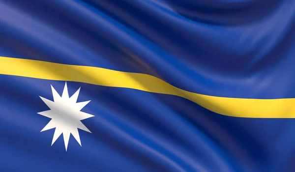 Bandeira de Nauru. Ondulado textura de tecido altamente detalhado. Ilustração 3D . — Fotografia de Stock