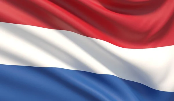 Bandeira da Holanda. Ondulado textura de tecido altamente detalhado. Ilustração 3D . — Fotografia de Stock