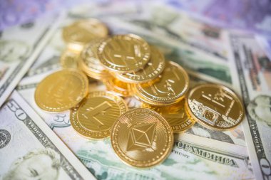 Kripto para birimi para ayarlamak koleksiyonu, bitcoin, ethereum, litecoin.