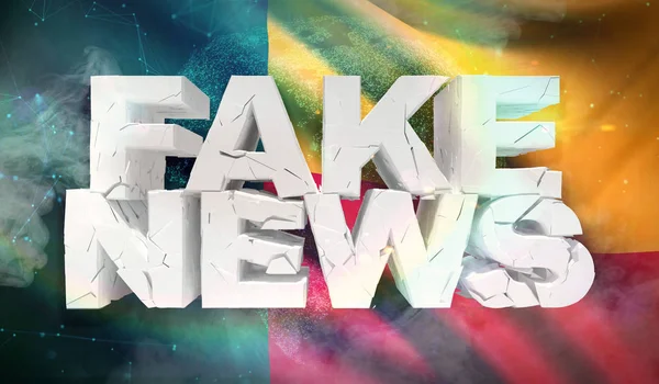 3D иллюстрация концепции фейковых новостей с фоновым флагом Бенина . — стоковое фото