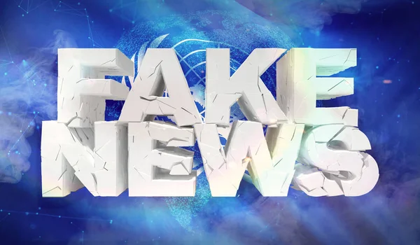 Ilustração 3D do conceito de notícias falsas com a bandeira de fundo das Nações Unidas . — Fotografia de Stock