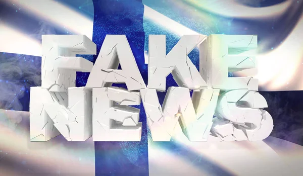 Ilustração 3D do conceito de notícias falsas com a bandeira de fundo da Finlândia . — Fotografia de Stock