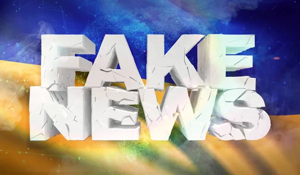 Ilustración 3D del concepto de noticias falsas con bandera de fondo de Ucrania . —  Fotos de Stock